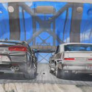 Painted Car Trunkliner Mural.