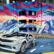 Painted Car Hoodliner Mural.