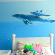 Painted Mural, Underwater theme mural, Kid's Room Mural, Residential Mural.
