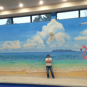Pool Room Mural, Painted Mural, Beach Mural, Residential Mural.