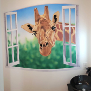 Painted Mural, Giraffe Mural, Residential Mural.