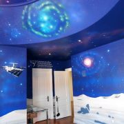 Space mural, Painted Mural, Kid's Room Mural, Residential Mural.
