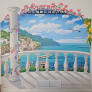 Painted Mural, Amalfi Coast Mural, Residential Mural.